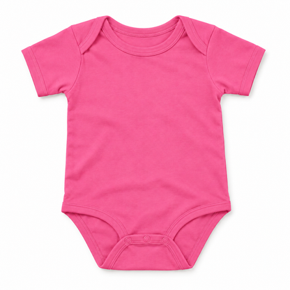 Custom Most Likely To baby bodysuit in Hot Pink